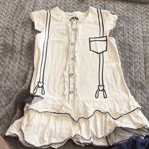 Stylish White Kids Dress with Black Accents